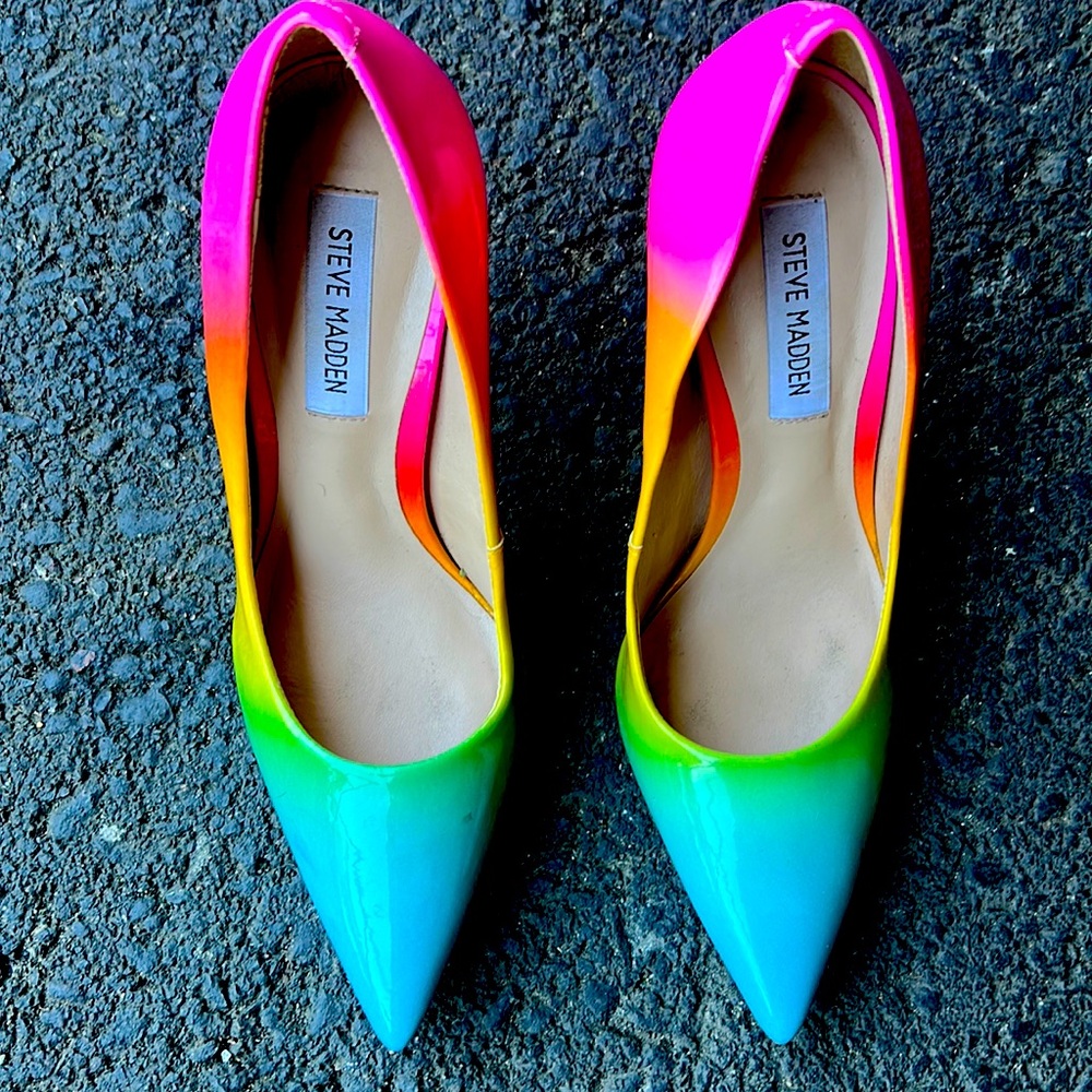 Rainbow Steve Madden heels. Lightly worn 8.5 true to size.